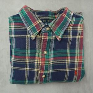 Vintage Ralph Lauren Shirt Men XL Madras Plaid Flannel Button Classic Multicolor